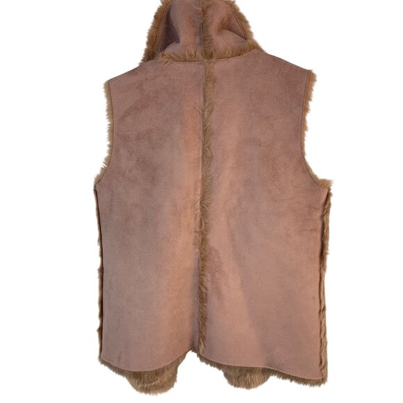 NWT Sz Small Ann Taylor Loft Reversible Faux Suede Fur Vest Womens $110 Pink - Picture 6 of 8